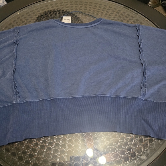 Free People Deep Blue Cropped Camden Sweatshirt - Picture 9 of 9